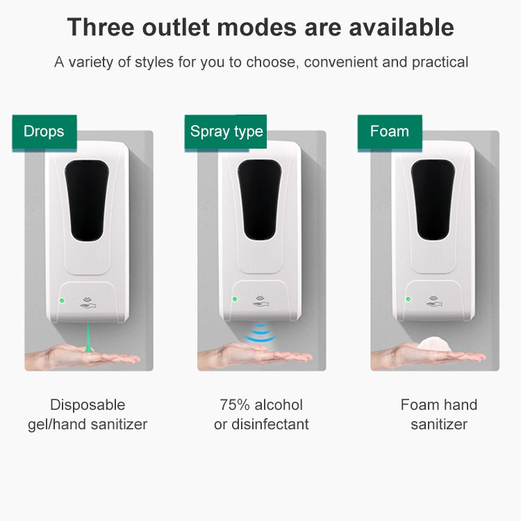 Dispensador Automático de Sabão por Indução 1000ML Dispensador de Sabão Sem Contacto Anti-Vírus, Tipo Espuma 1000ML, Tipo Líquido 1000ML, Tipo Spray 1000ML