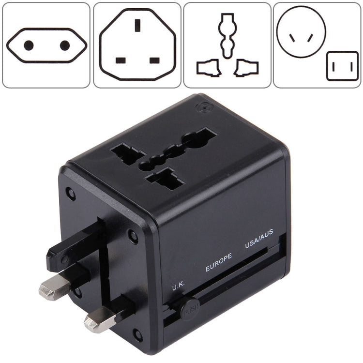 Adaptador Universal de Viagem Ocultável com Portas USB Duplas Integradas para Carregador US, UK, AU, EU