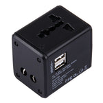 Adaptador Universal de Viagem Ocultável com Portas USB Duplas Integradas para Carregador US, UK, AU, EU
