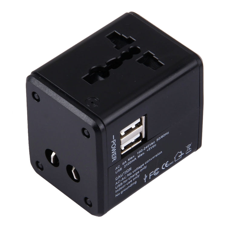 Adaptador Universal de Viagem Ocultável com Portas USB Duplas Integradas para Carregador US, UK, AU, EU