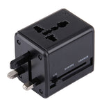 Adaptador Universal de Viagem Ocultável com Portas USB Duplas Integradas para Carregador US, UK, AU, EU