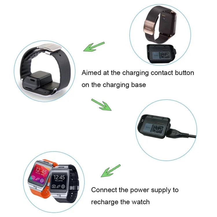 Para Samsung Gear 2 R380 Base de Carregamento Dock com cabo USB (Preto)