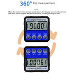 Régua de Ângulo Mini Multiângulo com Flip e Forte Adsorção Magnética, Inclinómetro com Ecrã Digital, Régua de Ângulo com Adsorção