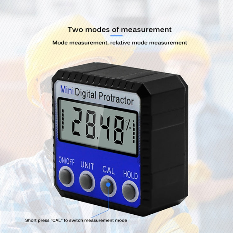 Régua de Ângulo Mini Multiângulo com Flip e Forte Adsorção Magnética, Inclinómetro com Ecrã Digital, Régua de Ângulo com Adsorção