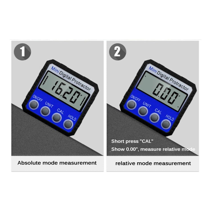 Régua de Ângulo Mini Multiângulo com Flip e Forte Adsorção Magnética, Inclinómetro com Ecrã Digital, Régua de Ângulo com Adsorção