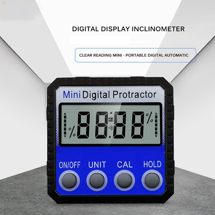 Régua de Ângulo Mini Multiângulo com Flip e Forte Adsorção Magnética, Inclinómetro com Ecrã Digital, Régua de Ângulo com Adsorção