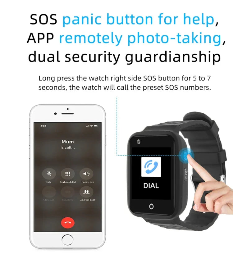 Pulseira Relógio Inteligente GPS REACHFAR RF-V46-B, Suporte SOS / Câmara / Gestão de Saúde / 4G LTE / Pressão Arterial / Frequência Cardíaca, Para América do Norte / América do Sul, RF-V46-B