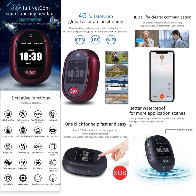REACHFAR RF-V45-B Mini Rastreador GPS Inteligente com Ecrã Tátil, Suporta SOS / Câmara / Gestão de Saúde / 4G LTE, Para América do Norte / América do Sul / Austrália, RF-V45-B Ecrã Tátil