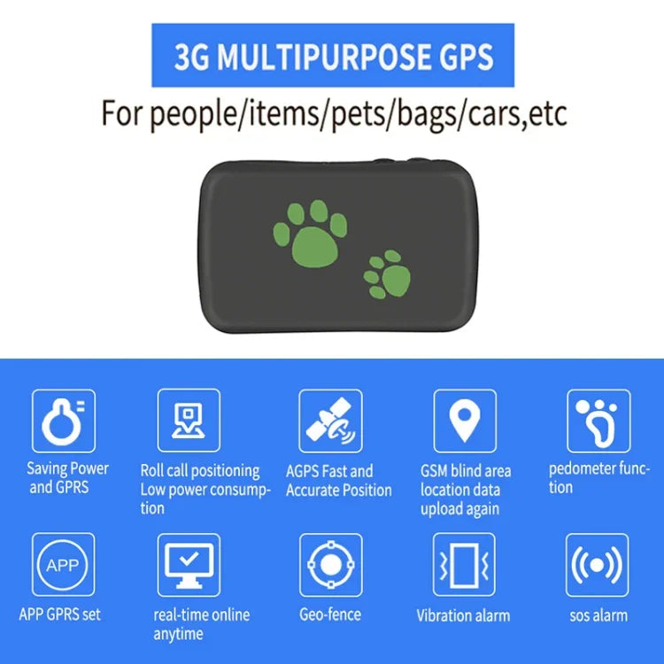 TK203 4G GPS / GPRS / GSM Personal / Goods /  Pet / Bag Locator Pet Collar Real-time Tracking Device, TK203