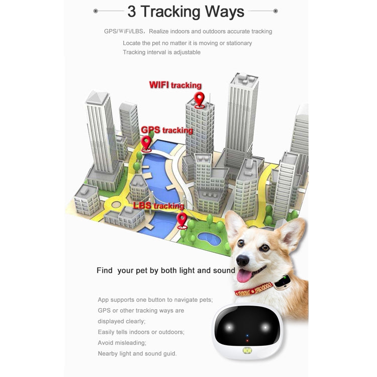 RF-V43 Estilo A Rastreador GPS + LBS + WiFi para Animais de Estimação à Prova de Água IP67 Colar para Animais Dispositivo de Rastreamento Para Ásia/Europa/África/Austrália, RF-V43 Estilo A (Preto), RF-V43 Estilo A (Branco)