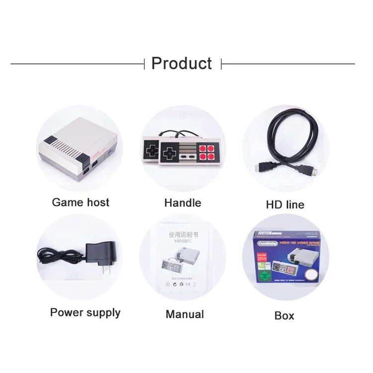 Consola de Jogo Mini TV Retro Clássica HDMI HD, 600 Jogos Integrados, Ficha UE, 600 Jogos(Ficha UE), 600 Jogos(Ficha EUA)