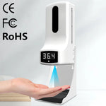 Termómetro K9 Pro Sem Contacto com Sensor de Distância Sensível à Luz Corporal + Dispensador Automático de Sabão Líquido Sem Contacto de 1000ml com Suporte de Base, K9 Pro