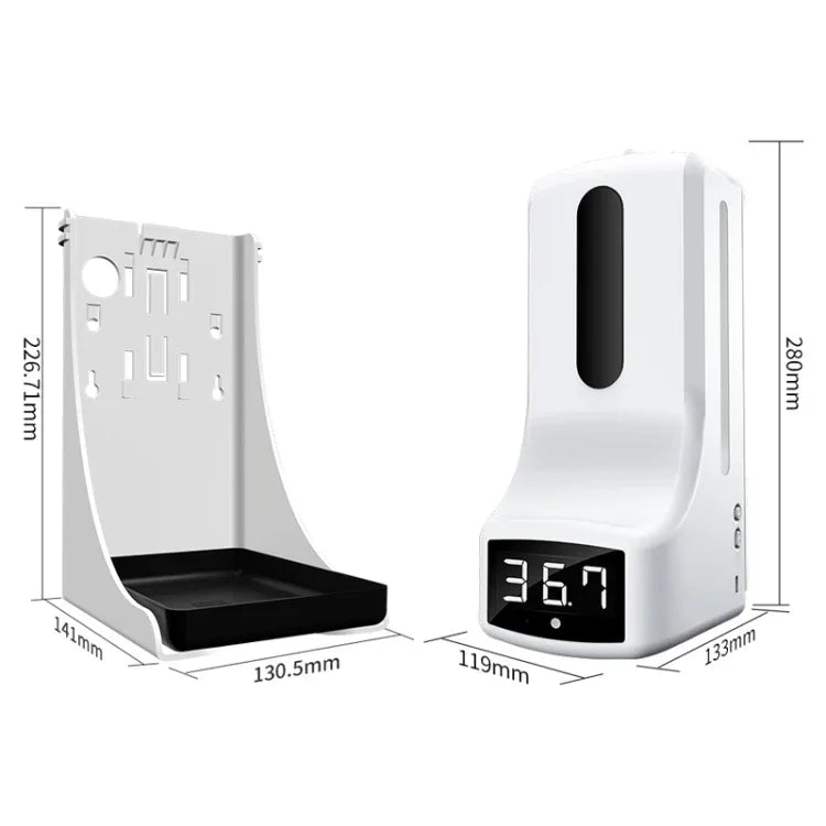 Termómetro K9 Pro Sem Contacto com Sensor de Distância Sensível à Luz Corporal + Dispensador Automático de Sabão Líquido Sem Contacto de 1000ml com Suporte de Base, K9 Pro