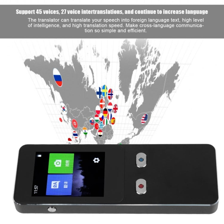 Tradutor de Voz Inteligente Portátil WIFI T9+ para Negócios e Viagens, Tradutor AI em Tempo Real para 27 Línguas, T9+ Preto