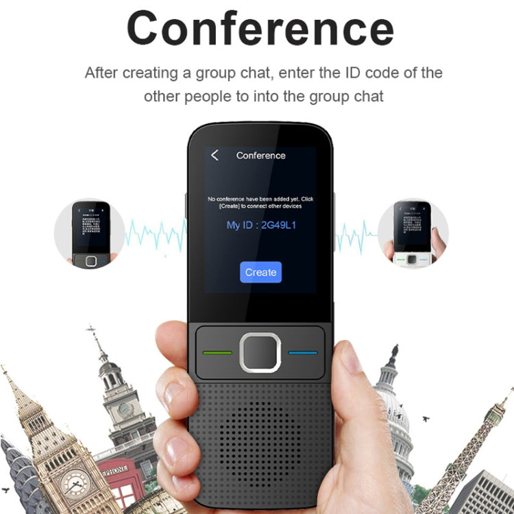 Tradutor de Voz Inteligente Portátil WIFI T10 para Negócios e Viagens, Tradutor AI em Tempo Real, T10 Preto