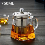 Bule de Chá em Vidro Transparente Resistente ao Calor com Filtro em Aço Inoxidável, Capacidade: 750ml