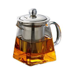 Bule de chá com filtro em vidro transparente resistente ao calor e aço inoxidável, Capacidade: 950ml, Capacidade: 950ml