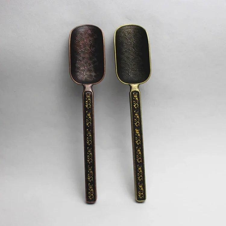 Colher de Chá com Padrão de Flor em Cobre-Zinco, Acessórios para Kungfu Teaism