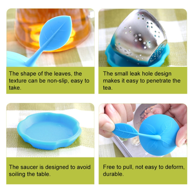 Filtros de Chá em Silicone com Forma de Folha em Aço Inoxidável, Vermelho Rosa, Azul Bebé