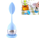 Filtros de Chá em Silicone com Forma de Folha em Aço Inoxidável, Vermelho Rosa, Azul Bebé