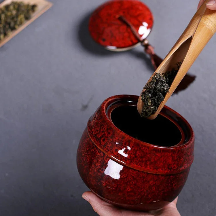 Mini Bule de Chá Cerâmico de Transmutação de Forno, Recipiente de Armazenamento à Prova de Humidade, Tanque de Chá Selado
