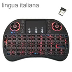 Idioma suportado: Italiano Teclado retroiluminado i8 Air Mouse sem fios com touchpad para Android TV Box & Smart TV & PC Tablet & Xbox360 & PS3 & HTPC/IPTV, Italiano