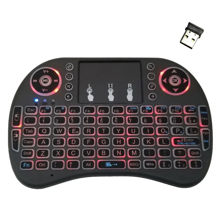 Idioma suportado: Italiano Teclado retroiluminado i8 Air Mouse sem fios com touchpad para Android TV Box & Smart TV & PC Tablet & Xbox360 & PS3 & HTPC/IPTV, Italiano