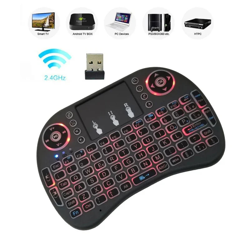 Idioma suportado: Italiano Teclado retroiluminado i8 Air Mouse sem fios com touchpad para Android TV Box & Smart TV & PC Tablet & Xbox360 & PS3 & HTPC/IPTV, Italiano