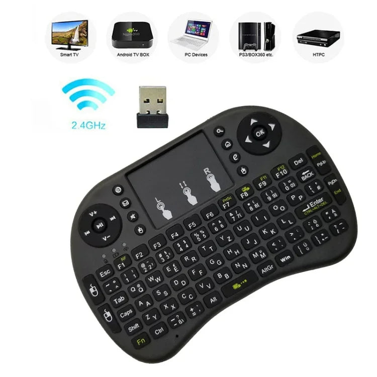 Idioma Suportado: Hebraico Teclado Sem Fios i8 Air Mouse com Touchpad para Android TV Box & Smart TV & PC Tablet & Xbox360 & PS3 & HTPC/IPTV, Hebraico
