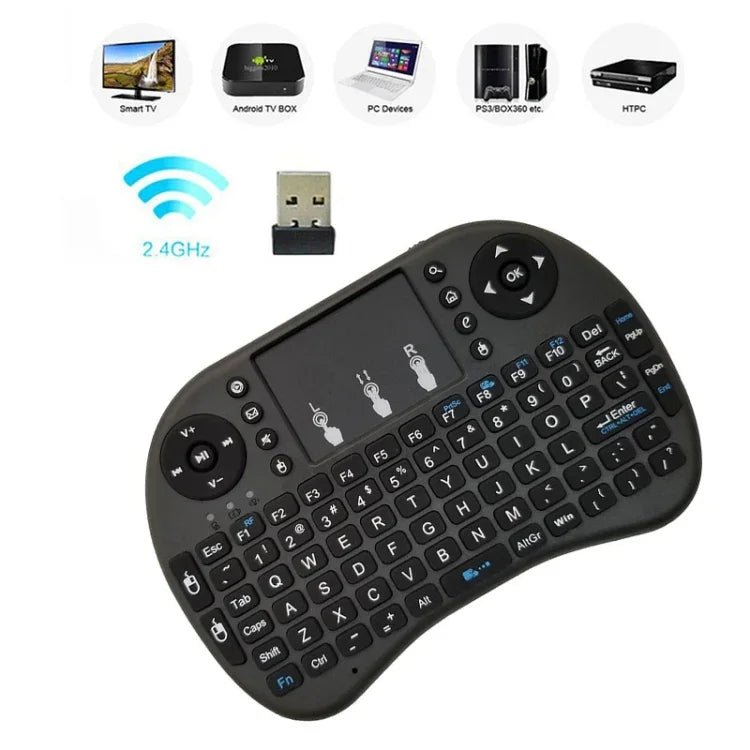 Idioma Suportado: Inglês Teclado Sem Fios i8 Air Mouse com Touchpad para Android TV Box & Smart TV & PC Tablet & Xbox360 & PS3 & HTPC/IPTV, Inglês