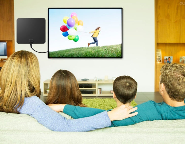 Antena Digital HD Ultra-fina para Interior com Amplificador de Longo Alcance de 50 Milhas