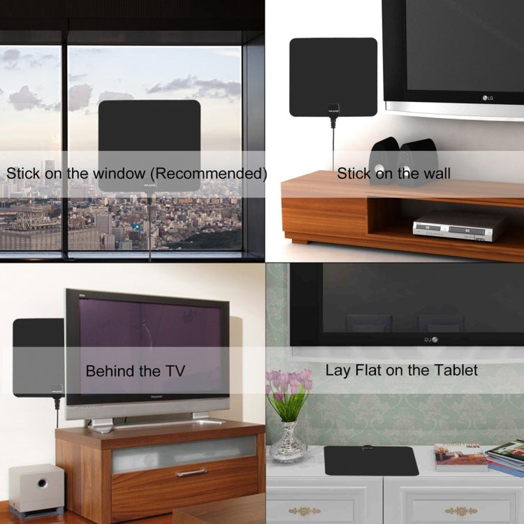 Antena Digital HD Ultra-fina para Interior com Amplificador de Longo Alcance de 50 Milhas