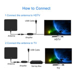 Antena Digital HD Ultra-fina para Interior com Amplificador de Longo Alcance de 50 Milhas