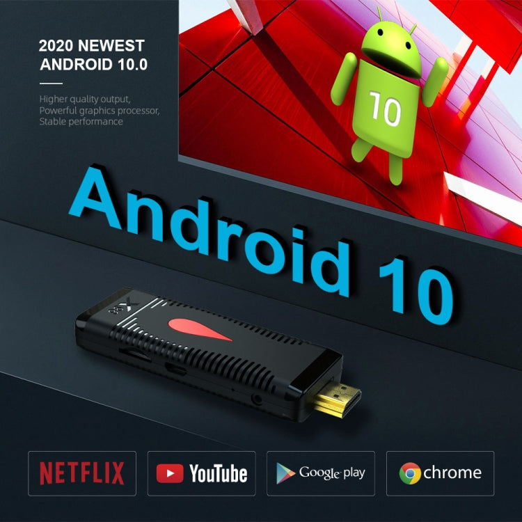 X96 S400 Android 10.0 Mini TV Stick, Allwinner H313 Quad Core ARM Cortex A53, 1GB + 8GB, Suporte WiFi, HDMI, Cartão TF, USB, 1GB+8GB