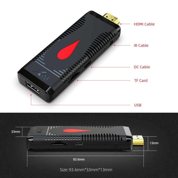 X96 S400 Android 10.0 Mini TV Stick, Allwinner H313 Quad Core ARM Cortex A53, 1GB + 8GB, Suporte WiFi, HDMI, Cartão TF, USB, 1GB+8GB