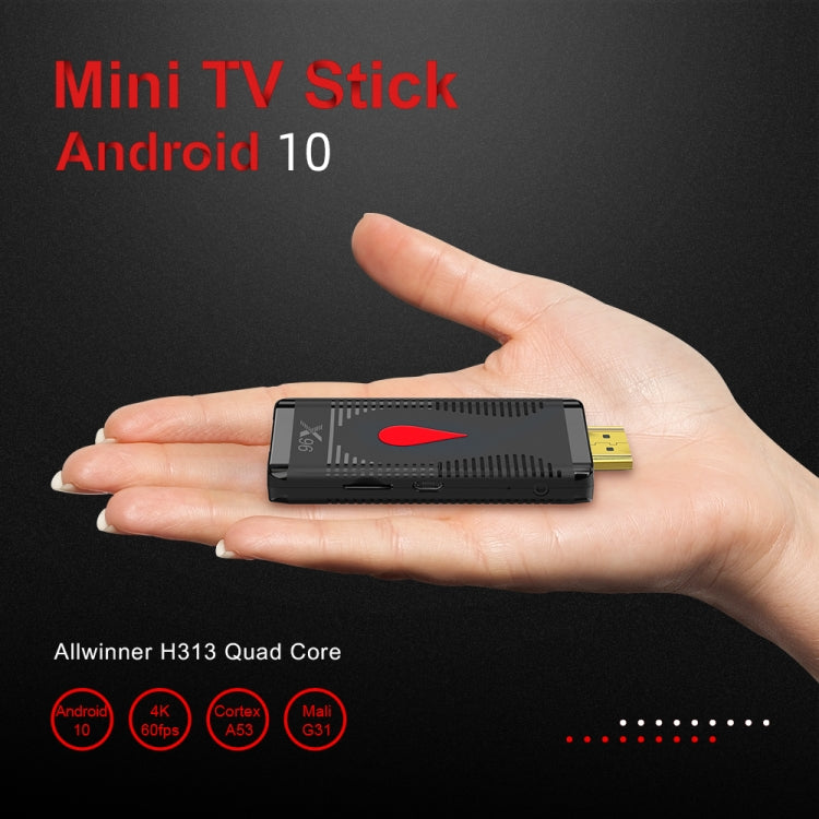 X96 S400 Android 10.0 Mini TV Stick, Allwinner H313 Quad Core ARM Cortex A53, 2GB + 16GB, Suporte WiFi, HDMI, Cartão TF, USB, 2GB+16GB
