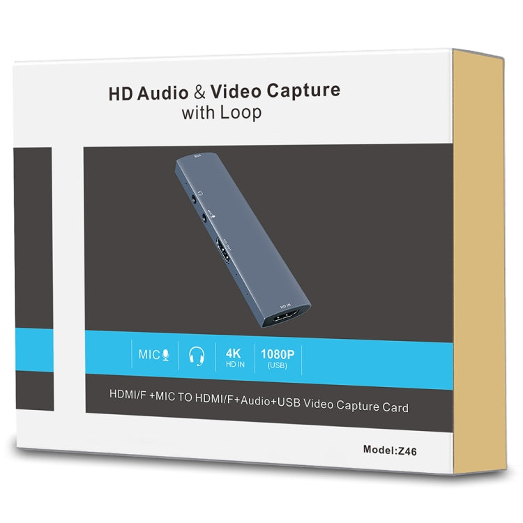 Z46 Placa de Captura de Vídeo HDMI + Microfone + Áudio + USB com Loop, Z46