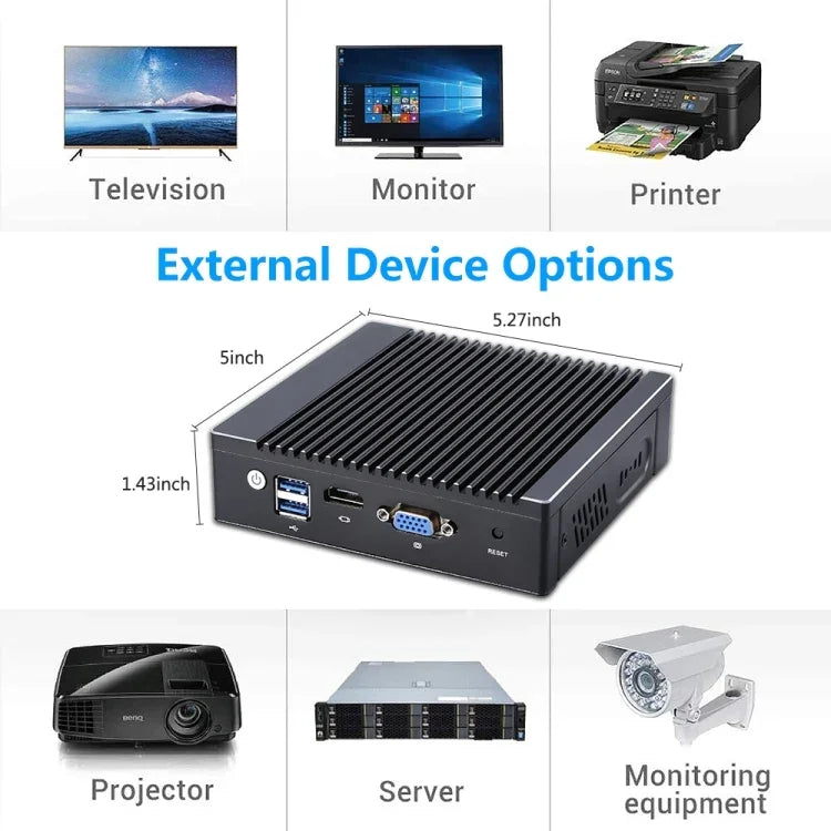 Mini PC K660G4 para Windows e Linux, Processador Intel Celeron N2840 Quad-Core 2M Cache, 1,83GHz, até 2,25GHz, 8GB RAM + 128GB SSD, Ficha US, 8GB+128GB Ficha AU, 8GB+128GB Ficha EU, 8GB+128GB Ficha UK, 8GB+128GB Ficha US