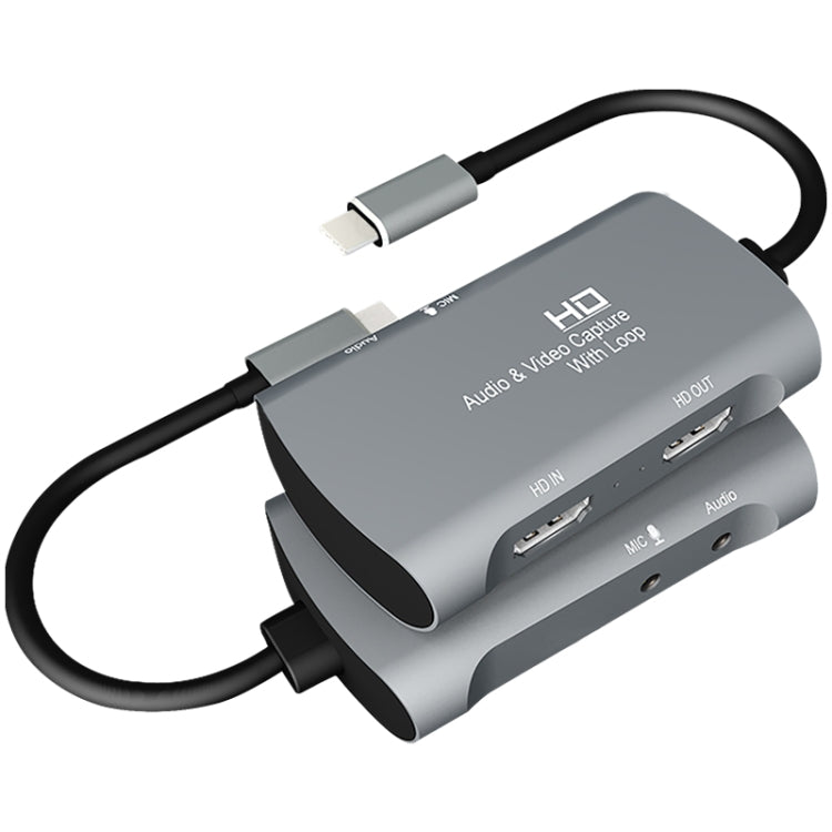 Z30A Caixa de Captura de Vídeo HDMI Fêmea + Microfone para HDMI Fêmea + Áudio + USB-C / Tipo-C, Z30A