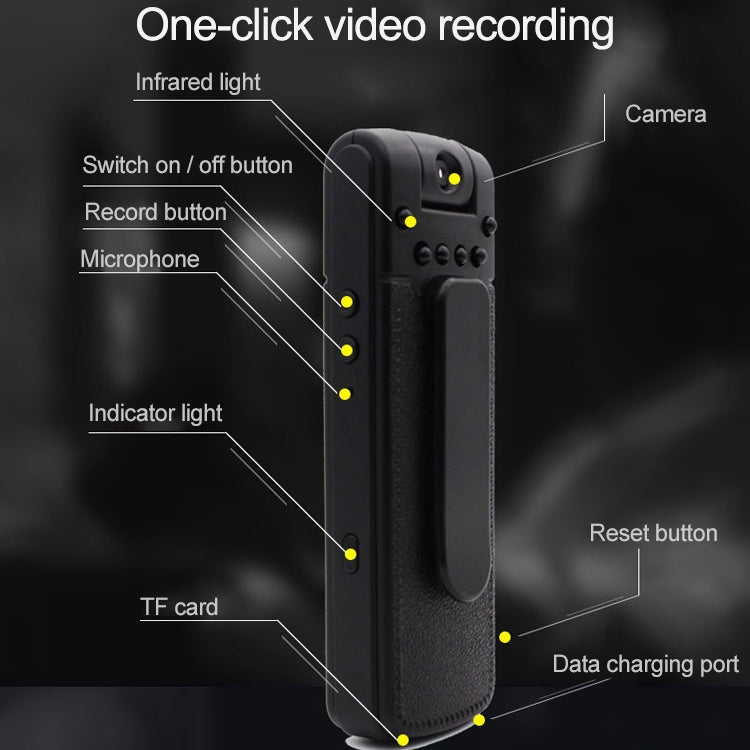 Caneta Gravadora com Design de Clipe Traseiro B18, Câmara HD 1080P, Suporta Detecção de Movimento / Visão Noturna por Infravermelhos / Câmara com Rotação de 180 Graus / Cartão TF