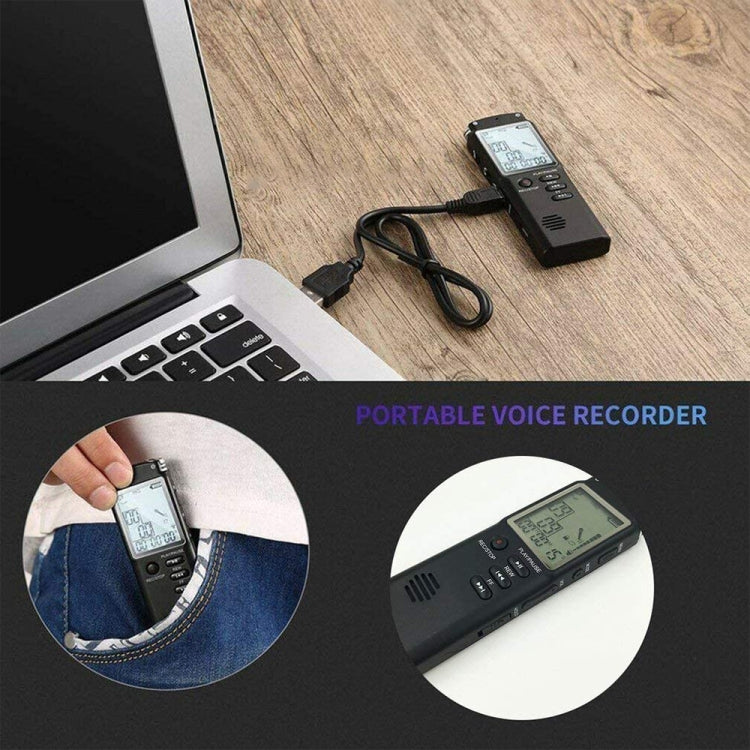 Gravador Digital de Voz com Ecrã Monocromático T60, Redução de Ruído HD, 16G, Suporta Formatos MP3 / WAV, 16G