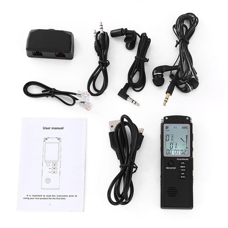 Gravador Digital de Voz com Ecrã Monocromático T60, Redução de Ruído HD, 16G, Suporta Formatos MP3 / WAV, 16G