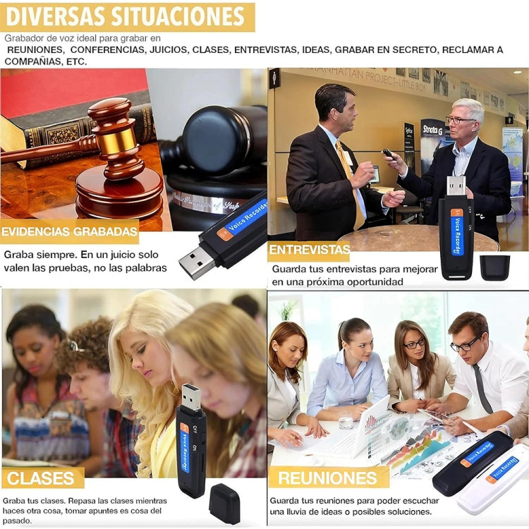 Gravador de voz portátil USB U-Disk recarregável SK001, sem memória, sem memória