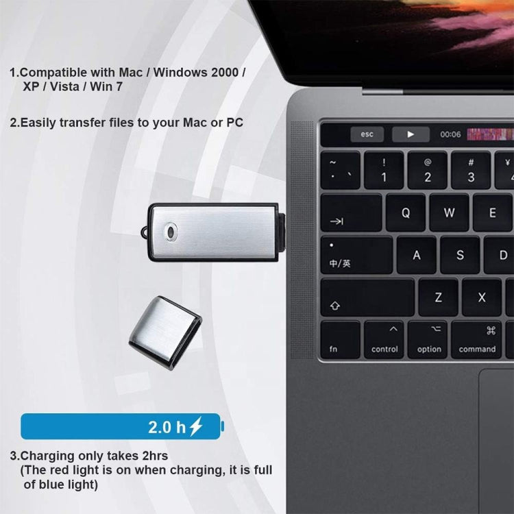 Gravador de voz portátil recarregável U-Disk para reuniões SK858, 8GB
