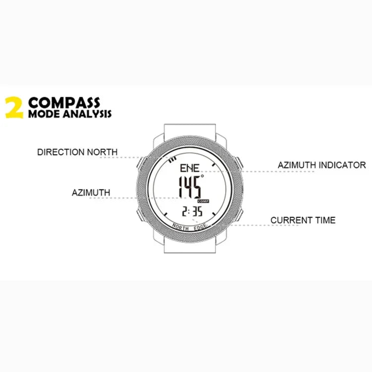 Relógio Inteligente Electrónico Multi-funções NORTH EDGE para Desporto ao Ar Livre, à Prova de Água, Suporta Medição de Humidade / Previsão do Tempo / Medição de Velocidade, Estilo: Correia de Nylon, Correia de Nylon