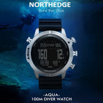 Relógio Inteligente de Mergulho NORTH EDGE AQUA, 100m à Prova de Água, Suporta Ecrã Luminoso e Modo Bússola, AQUA