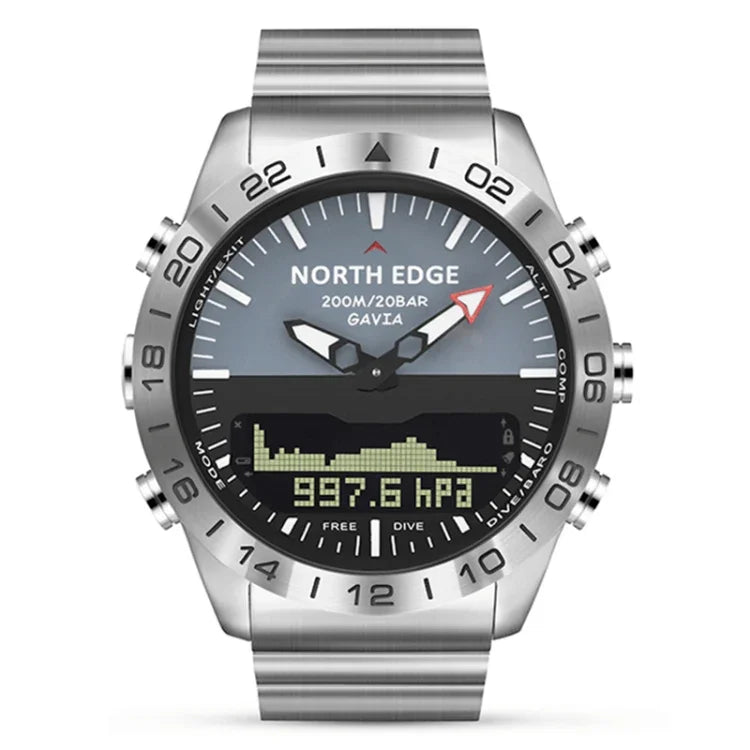 North Edge GAVIA Relógio Digital Inteligente Masculino para Desporto ao Ar Livre, à Prova de Água 50m, Relógio de Mergulho, Suporta Barómetro e Podómetro, GAVIA
