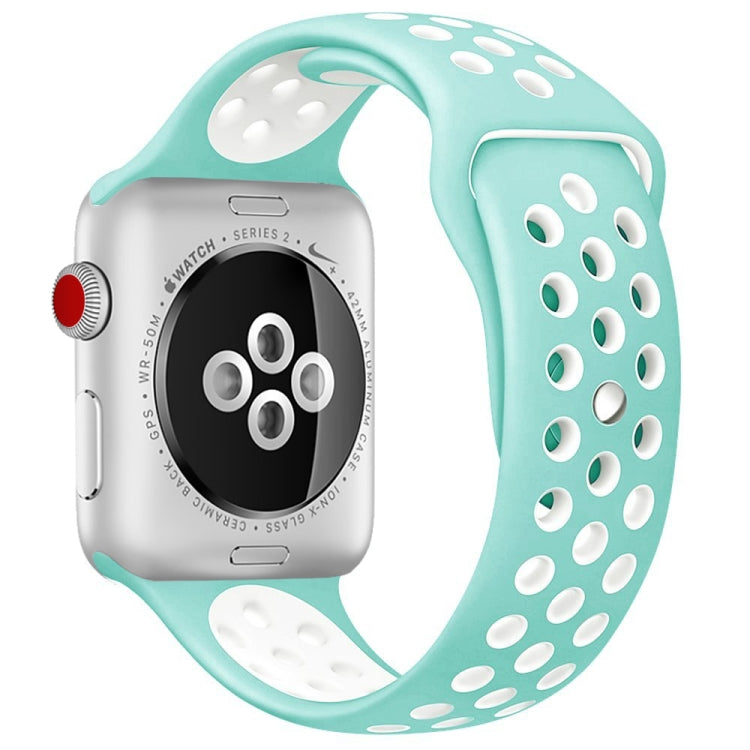 Para Apple Watch Série 10 42mm / 9&8&7 41mm / SE 3&SE 2&6&SE&5&4 40mm / 3&2&1 38mm Pulseira de Silicone Desportiva Clássica e Elegante (Cinza Branco), WA1230A, WA1230B, WA1230BG, WA1230BH, WA1230BL, WA1230BM, WA1230BR, WA1230BY, WA1230C, WA1230D, WA1230DW
