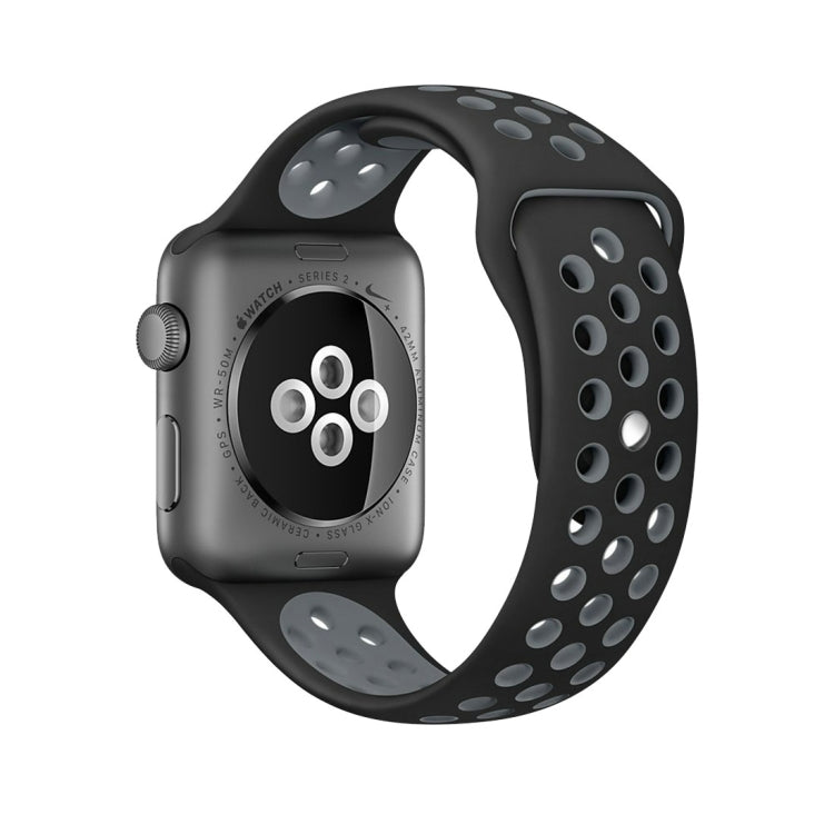 Para Apple Watch Série 10 42mm / 9&8&7 41mm / SE 3&SE 2&6&SE&5&4 40mm / 3&2&1 38mm Pulseira de Silicone Desportiva Clássica e Elegante (Cinza Branco), WA1230A, WA1230B, WA1230BG, WA1230BH, WA1230BL, WA1230BM, WA1230BR, WA1230BY, WA1230C, WA1230D, WA1230DW