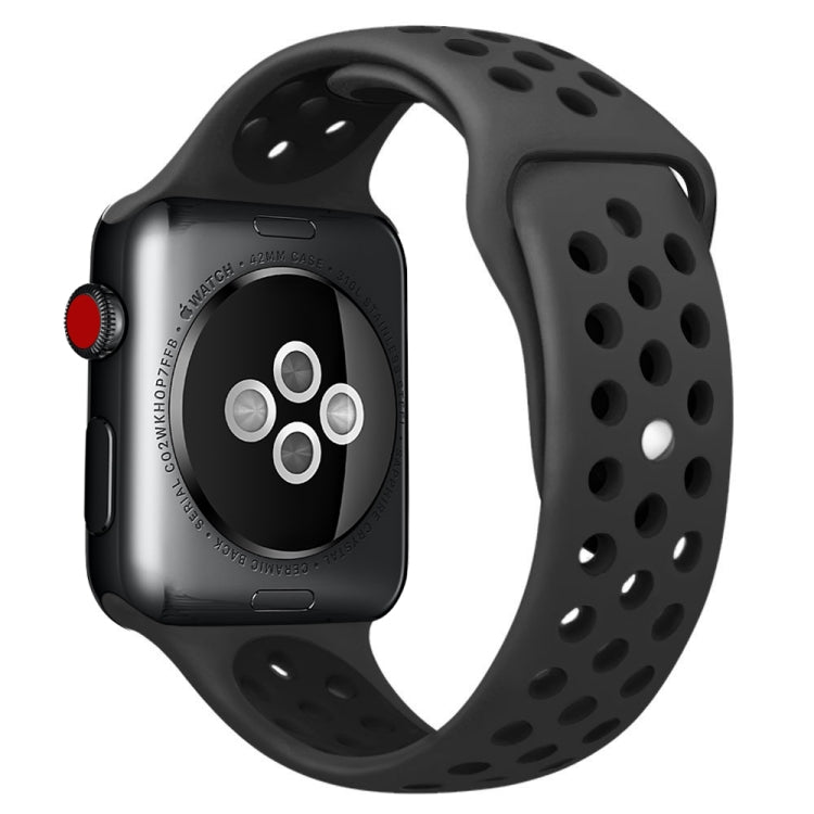 Para Apple Watch Série 10 42mm / 9&8&7 41mm / SE 3&SE 2&6&SE&5&4 40mm / 3&2&1 38mm Pulseira de Silicone Desportiva Clássica e Elegante (Cinza Branco), WA1230A, WA1230B, WA1230BG, WA1230BH, WA1230BL, WA1230BM, WA1230BR, WA1230BY, WA1230C, WA1230D, WA1230DW